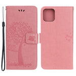 Wallet Stand Leather Case with Owl and Tree Imprinted for iPhone 13 mini 5.4 inch