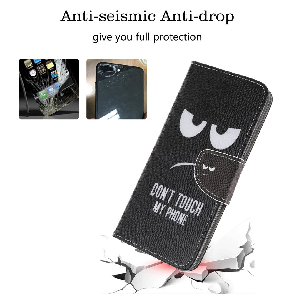 Cross Texture Pattern Printing Wallet Stand Leather Case Protector for iPhone 13 mini 5.4 inch