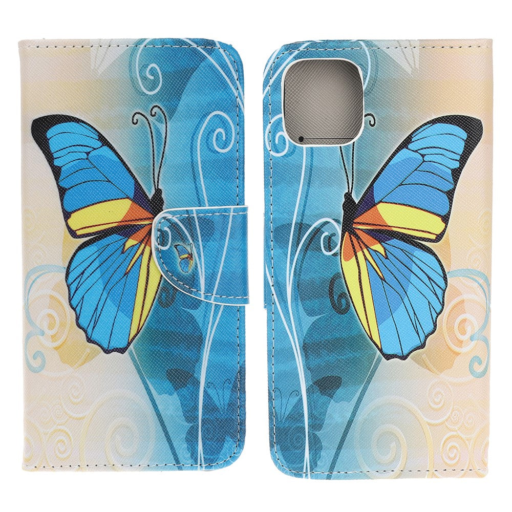 Cross Texture Pattern Printing Wallet Stand Leather Case Protector for iPhone 13 mini 5.4 inch