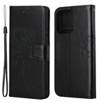 Plånboksfodral i läder med ugglaträd och prägel till iPhone 13 6,1 tum