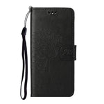 Plånboksfodral i läder med ugglaträd och prägel till iPhone 13 6,1 tum