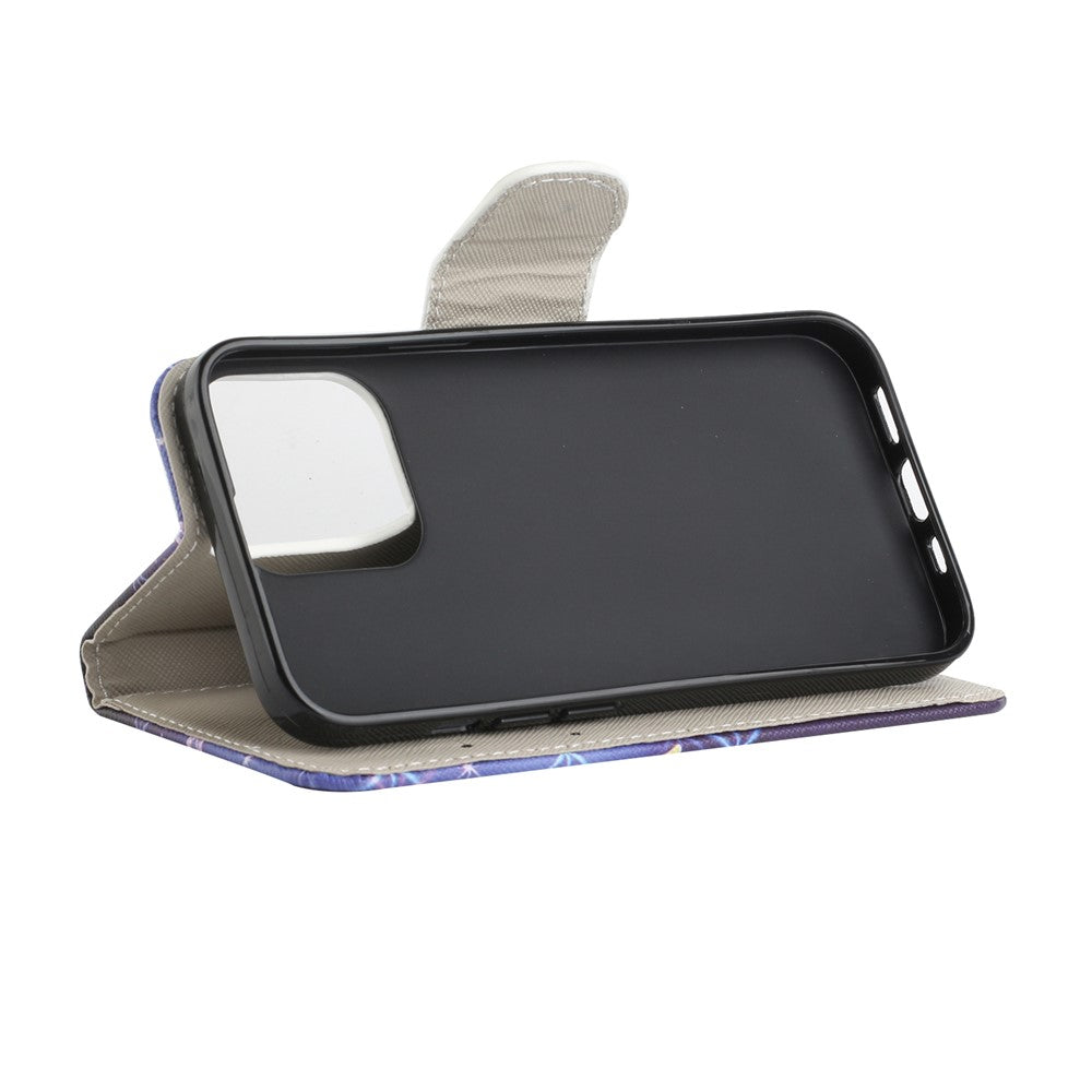 Pattern Printing Cross Texture Leather Case Wallet Stand Shell for iPhone 13 6.1 inch