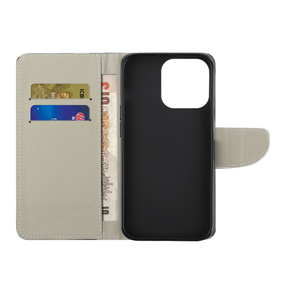 Pattern Printing Cross Texture Leather Case Wallet Stand Shell for iPhone 13 6.1 inch