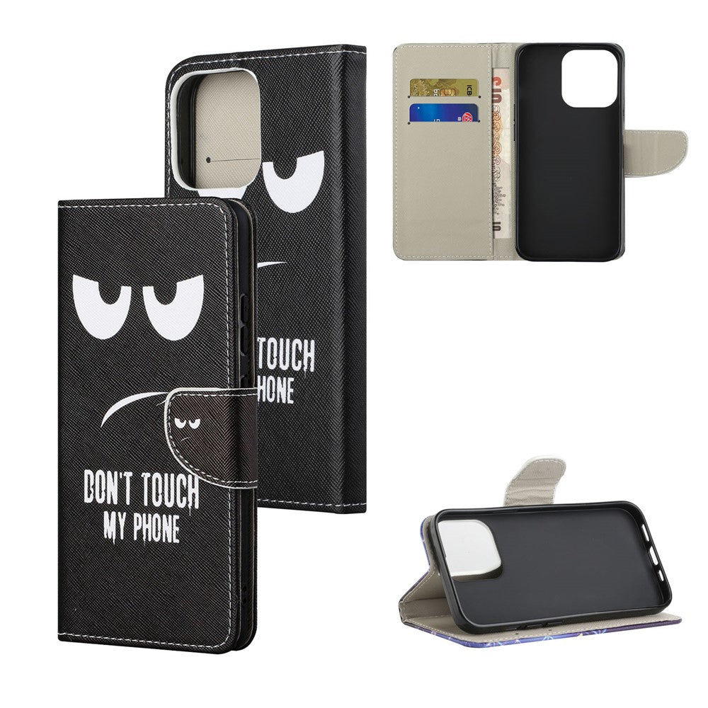 Pattern Printing Cross Texture Leather Case Wallet Stand Shell for iPhone 13 6.1 inch