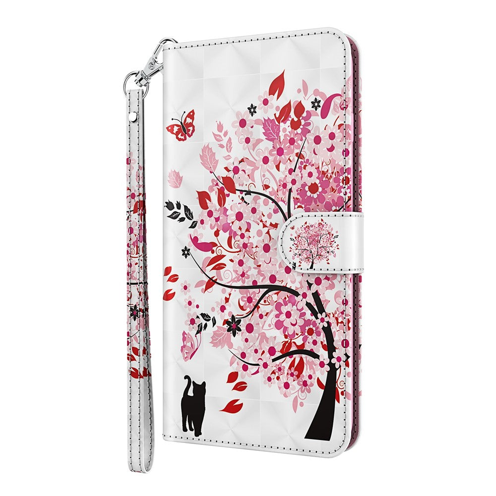 Cool 3D Pattern Printing PU Leather Magnetic Clasp Shockproof Stand Flip Cover with Strap for iPhone 13 mini 5.4 inch