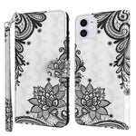 Cool 3D Pattern Printing PU Leather Magnetic Clasp Shockproof Stand Flip Cover with Strap for iPhone 13 mini 5.4 inch