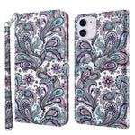 Cool 3D Pattern Printing PU Leather Magnetic Clasp Shockproof Stand Flip Cover with Strap for iPhone 13 mini 5.4 inch