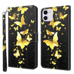 Cool 3D Pattern Printing PU Leather Magnetic Clasp Shockproof Stand Flip Cover with Strap for iPhone 13 mini 5.4 inch