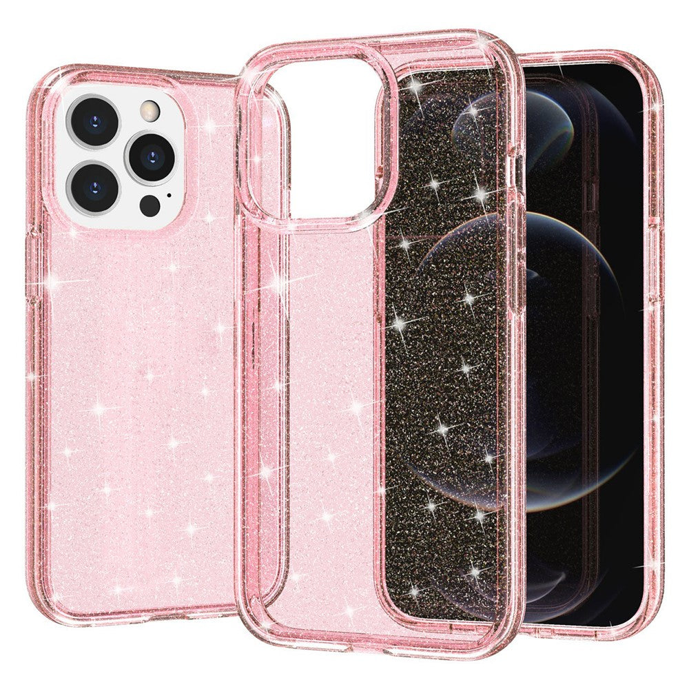 Glitter Bling Powder Phone Case for iPhone 13 Pro Max 6.7 inch, Soft TPU + PC Shockproof Scratch-resistant Cover