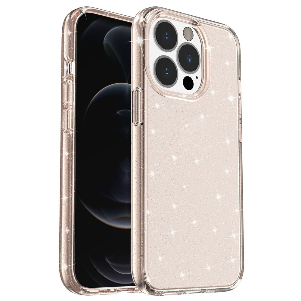 iPhone 13 Pro Max Genomskinligt Glitterpuder Glitter Glänsande Mjukt TPU + Hårt PC Bakstycke