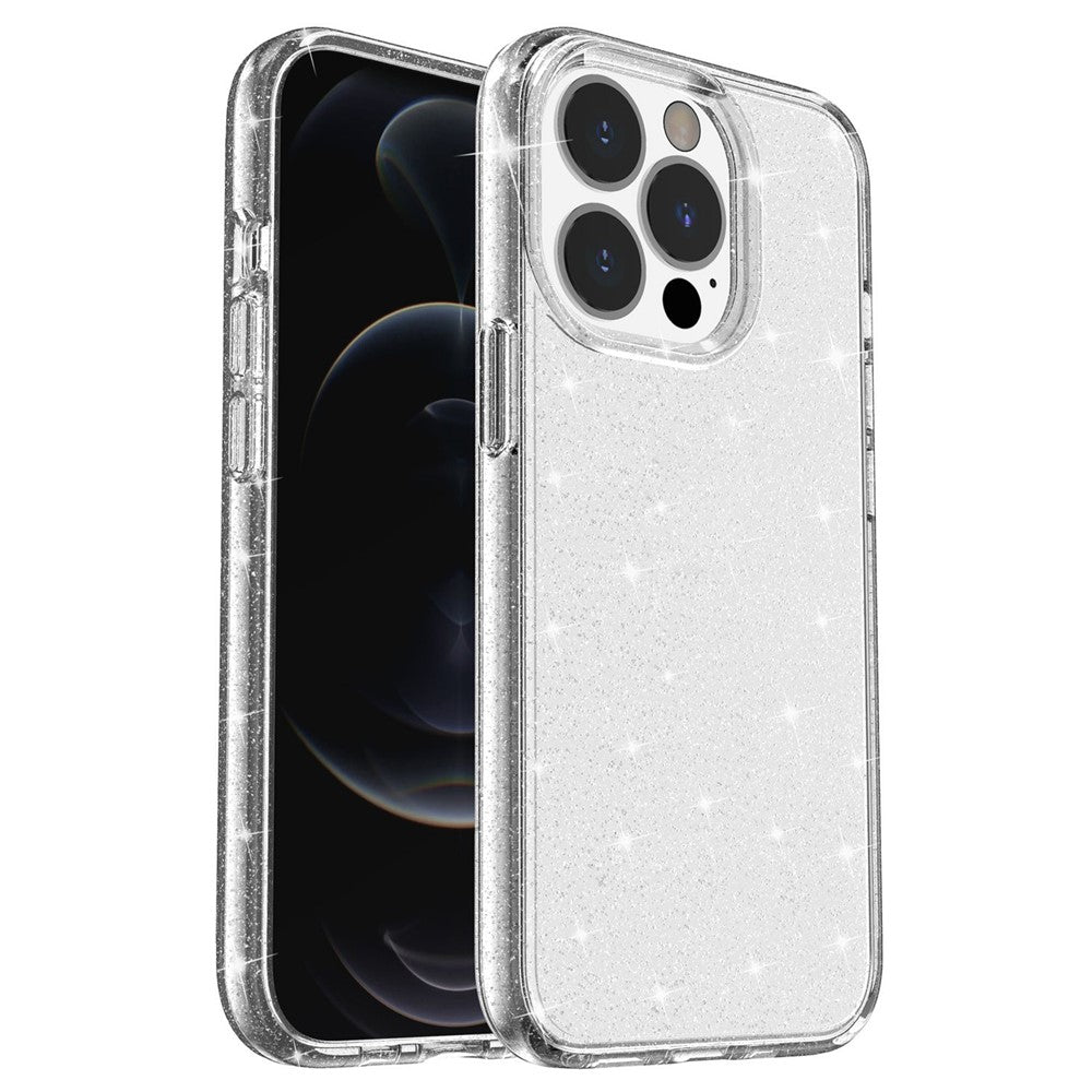iPhone 13 Pro Max Genomskinligt Glitterpuder Glitter Glänsande Mjukt TPU + Hårt PC Bakstycke