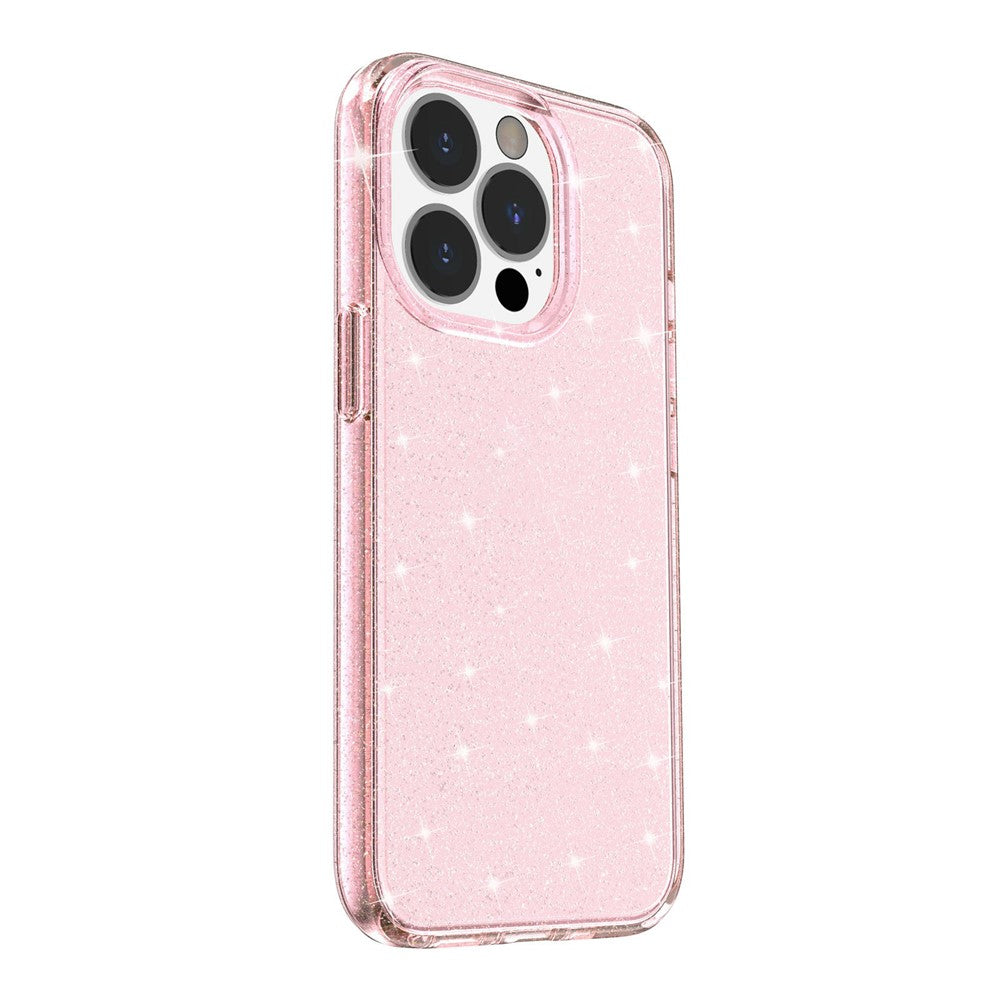 For iPhone 13 Pro Clear Bling Sparkly Powder Glitter Shiny Soft TPU + Hard PC Back Cover