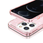 For iPhone 13 Pro Clear Bling Sparkly Powder Glitter Shiny Soft TPU + Hard PC Back Cover