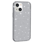 For iPhone 13 6.1 inch Clear Glitter Design Phone Case Soft TPU Bumper + Hard PC Shockproof Protective Back Cover
