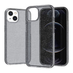 For iPhone 13 6.1 inch Clear Glitter Design Phone Case Soft TPU Bumper + Hard PC Shockproof Protective Back Cover