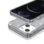 For iPhone 13 6.1 inch Clear Glitter Design Phone Case Soft TPU Bumper + Hard PC Shockproof Protective Back Cover
