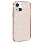 For iPhone 13 6.1 inch Clear Glitter Design Phone Case Soft TPU Bumper + Hard PC Shockproof Protective Back Cover