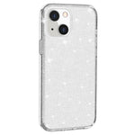 For iPhone 13 6.1 inch Clear Glitter Design Phone Case Soft TPU Bumper + Hard PC Shockproof Protective Back Cover