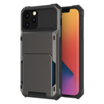 Flip Design Card Holder TPU+PC Hybrid Anti-fall Case Phone Cover for iPhone 13 mini 5.4 inch