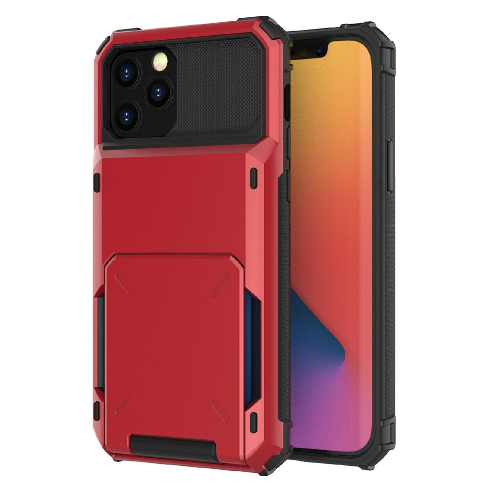 Flip Design Card Holder TPU+PC Hybrid Anti-fall Case Phone Cover for iPhone 13 mini 5.4 inch