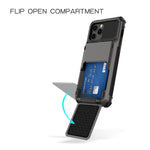 Drop-resistant Flip Design Card Holder TPU+PC Hybrid Case Cover for iPhone 13 6.1 inch