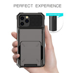 Drop-resistant Flip Design Card Holder TPU+PC Hybrid Case Cover for iPhone 13 6.1 inch