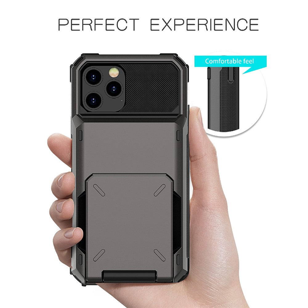 Drop-resistant Flip Design Card Holder TPU+PC Hybrid Case Cover for iPhone 13 6.1 inch