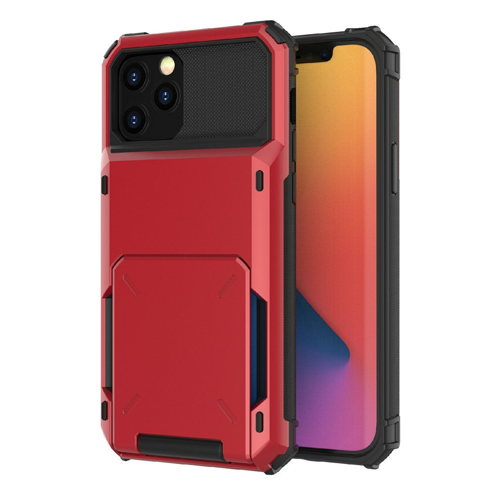 Drop-resistant Flip Design Card Holder TPU+PC Hybrid Case Cover for iPhone 13 6.1 inch