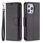 Full Cover Litchi Grain Magnetic Closure Leather Wallet Phone Case for iPhone 13 Pro