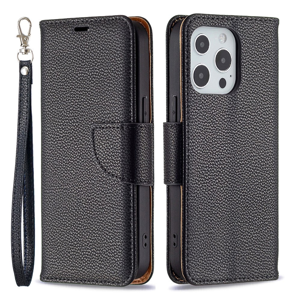 Full Cover Litchi Grain Magnetic Closure Leather Wallet Phone Case for iPhone 13 Pro