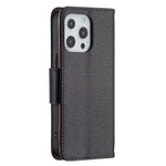 Full Cover Litchi Grain Magnetic Closure Leather Wallet Phone Case for iPhone 13 Pro