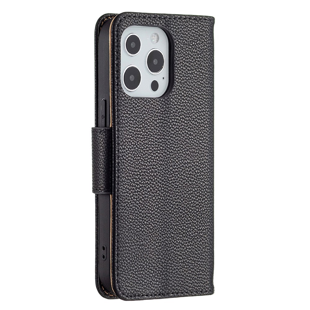 Full Cover Litchi Grain Magnetic Closure Leather Wallet Phone Case for iPhone 13 Pro