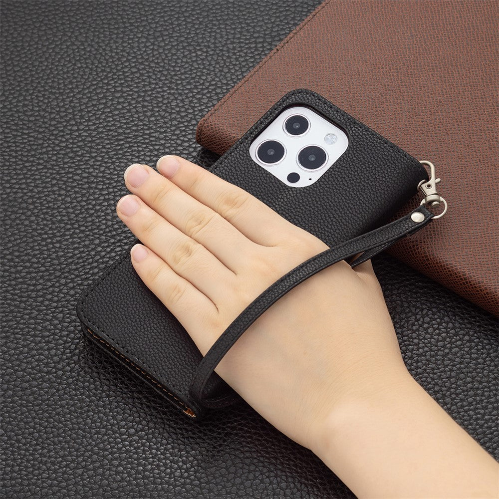 Full Cover Litchi Grain Magnetic Closure Leather Wallet Phone Case for iPhone 13 Pro