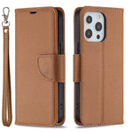 Full Cover Litchi Grain Magnetic Closure Leather Wallet Phone Case for iPhone 13 Pro