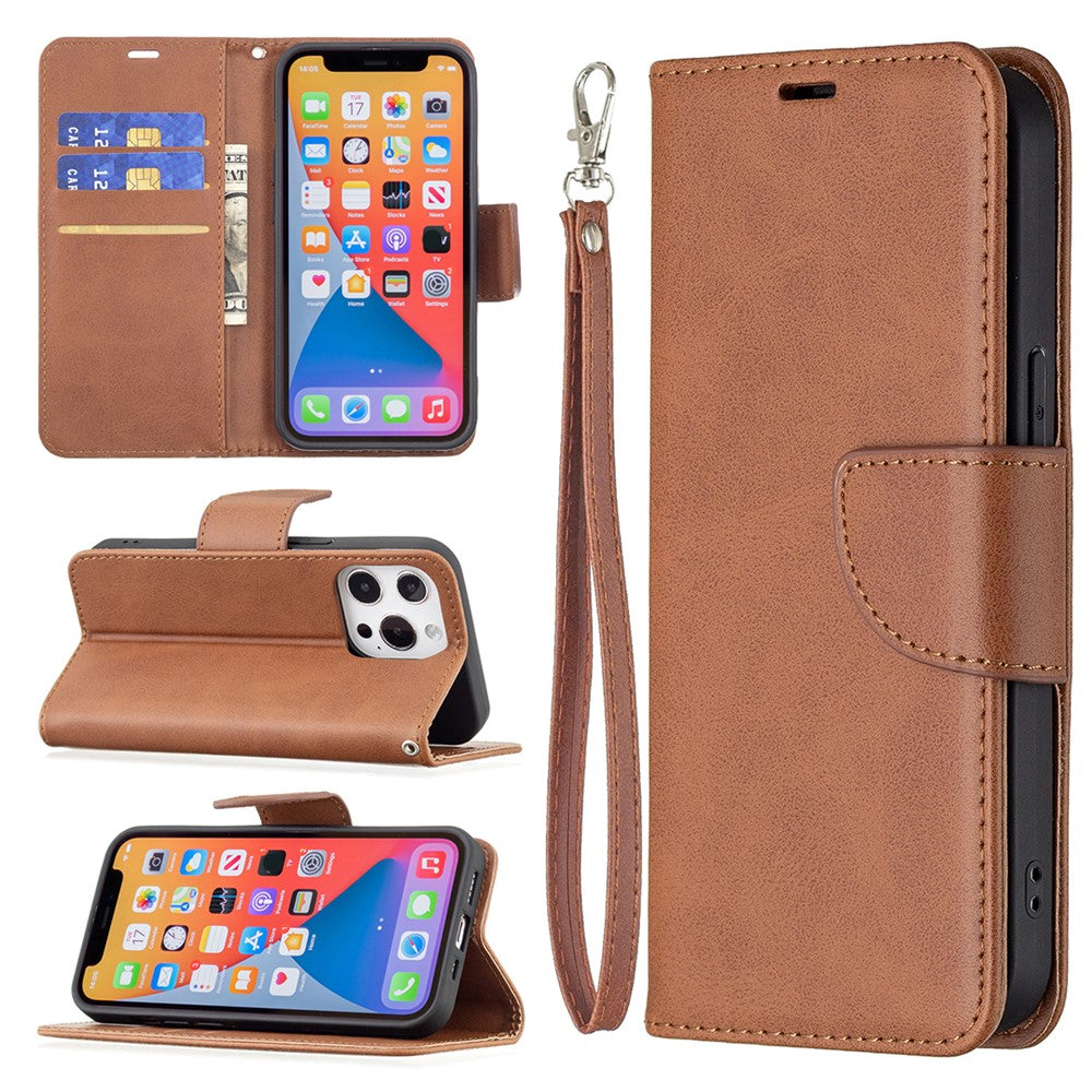 Solid Color PU Leather Wallet Cell Phone Case Shell with Stand for iPhone 13 Pro