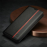 LC.IMEEKE Carbon Fiber Texture Full Protection Leather Stand Wallet Case Shell for iPhone 12 / 12 Pro