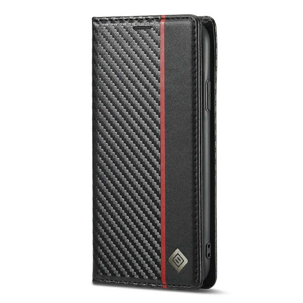 LC.IMEEKE Carbon Fiber Texture Stand Wallet Leather Phone Shell Cover for iPhone 11 Pro 5.8 inch