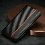 LC.IMEEKE Carbon Fiber Texture Stand Wallet Leather Phone Shell Cover for iPhone 11 Pro 5.8 inch