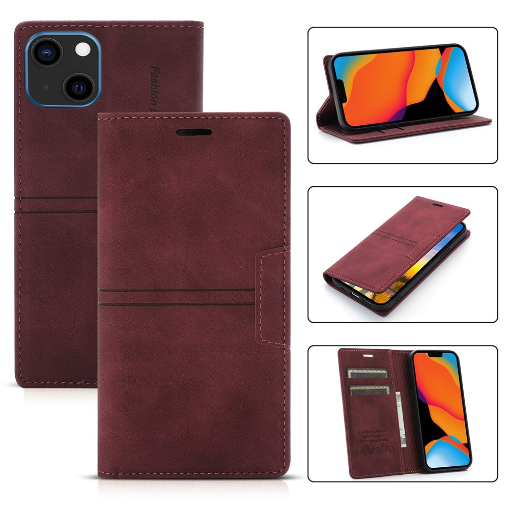 Fantasy Ridsefast Læder Telefon Pung Cover Skal med Auto-Absorbering til iPhone 13 6.1 tommer