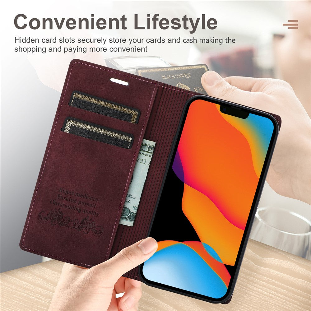 Fantasy Ridsefast Læder Telefon Pung Cover Skal med Auto-Absorbering til iPhone 13 6.1 tommer