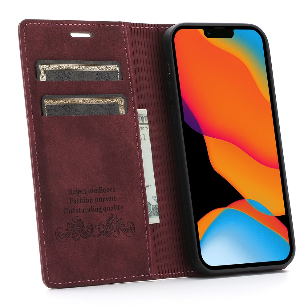 Fantasy Ridsefast Læder Telefon Pung Cover Skal med Auto-Absorbering til iPhone 13 6.1 tommer