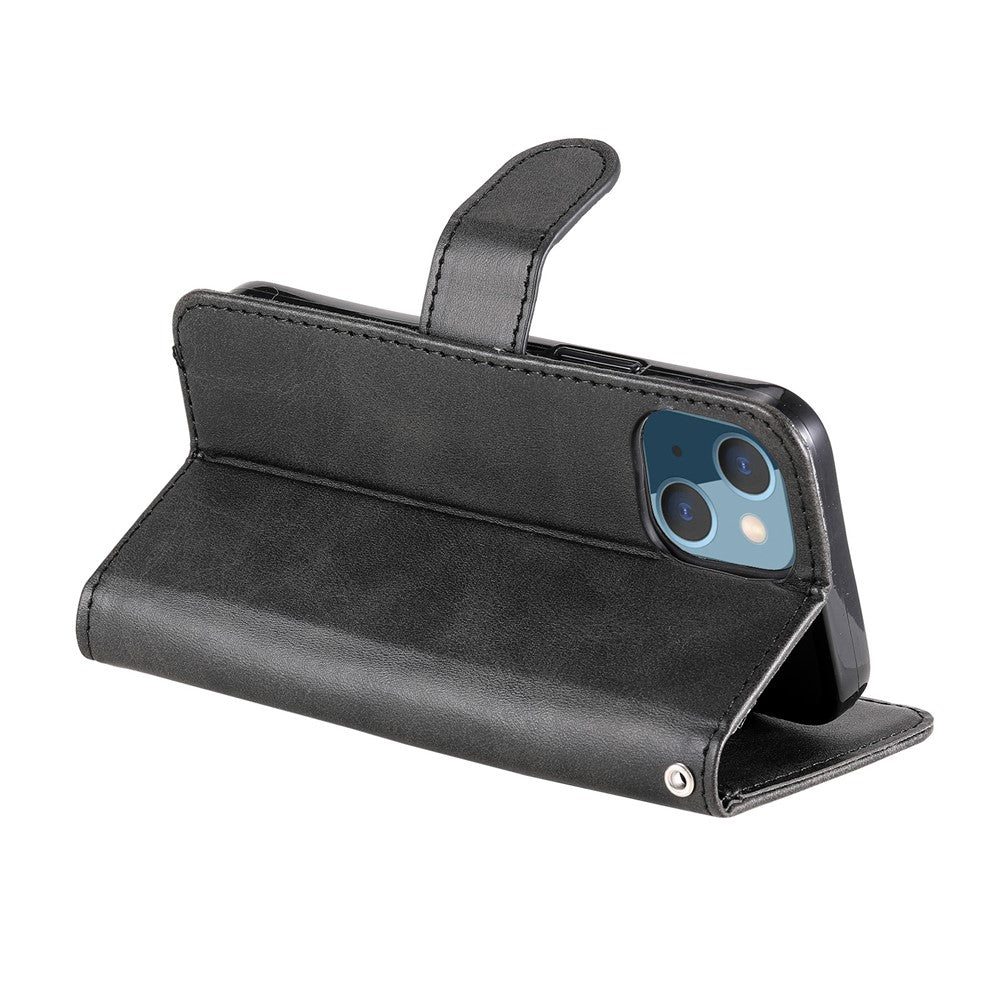 Drop-resistant Zipper Pocket Leather Wallet Phone Shell for iPhone 13 mini 5.4 inch