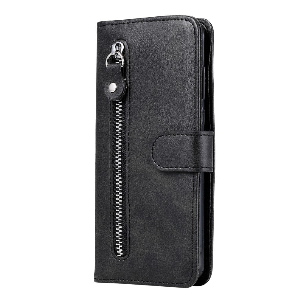 Drop-resistant Zipper Pocket Leather Wallet Phone Shell for iPhone 13 mini 5.4 inch
