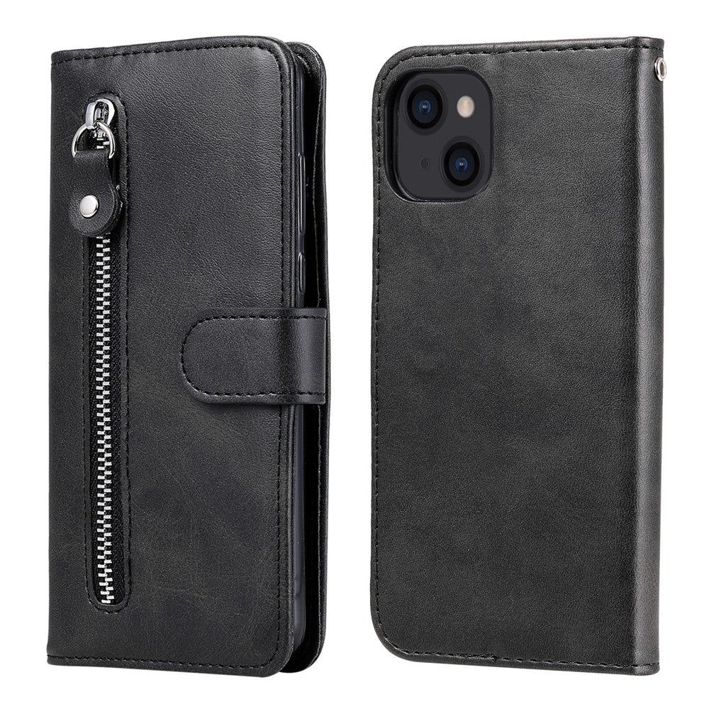 Fuld beskyttende lynlåslomme læderpung cover til iPhone 13 6.1 tommer