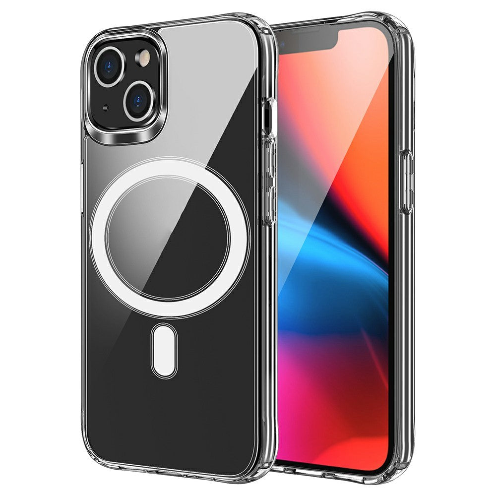 For iPhone 13 6.1 inch Compatible with MagSafe Wireless Charging Hard Acrylic+PC Back Soft TPU Case TPU Case Corner Protection High Impact Protective Clear Cover