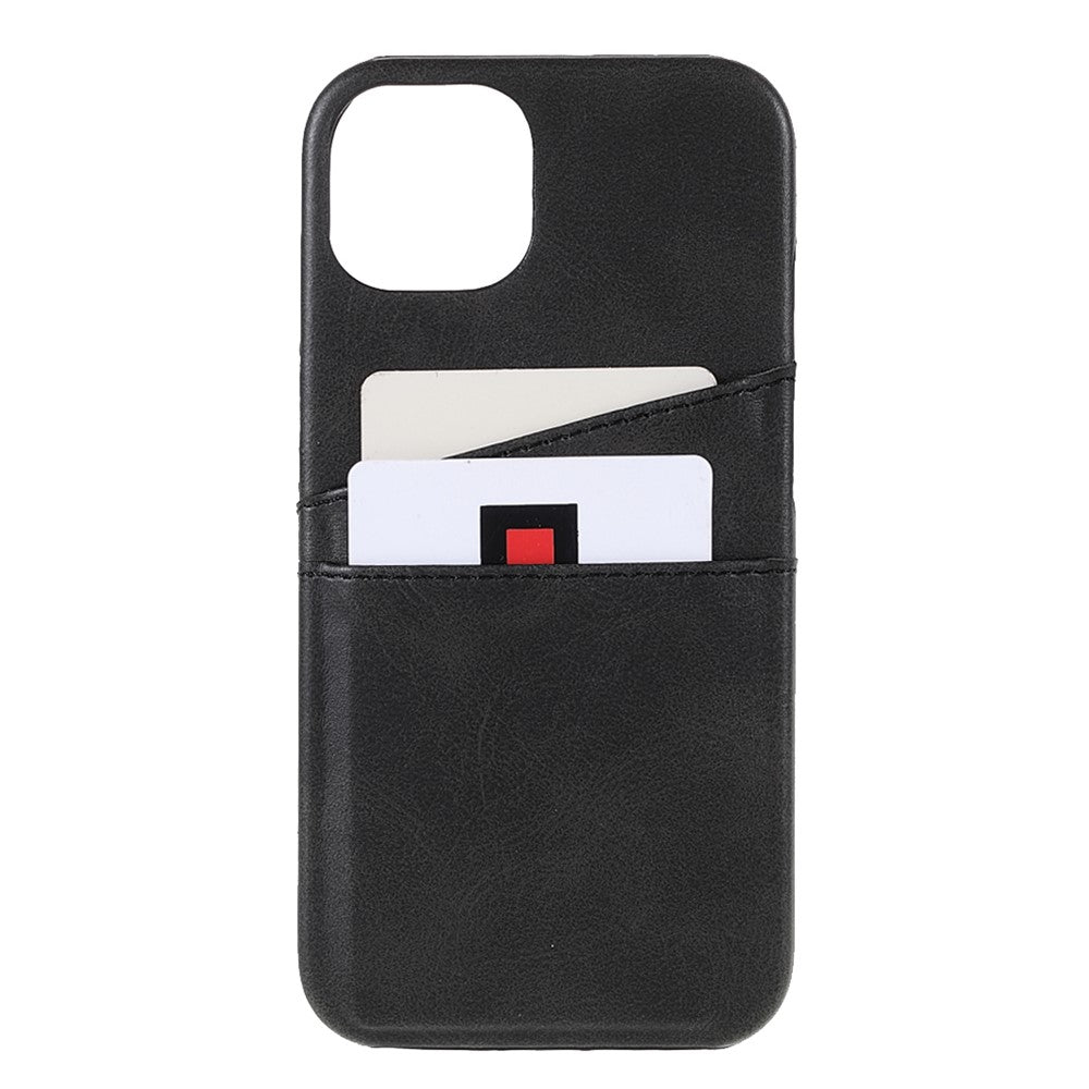 All-round Protected Leather Coated PC Back Phone Cover with Double Card Slots for iPhone 13 mini 5.4 inch