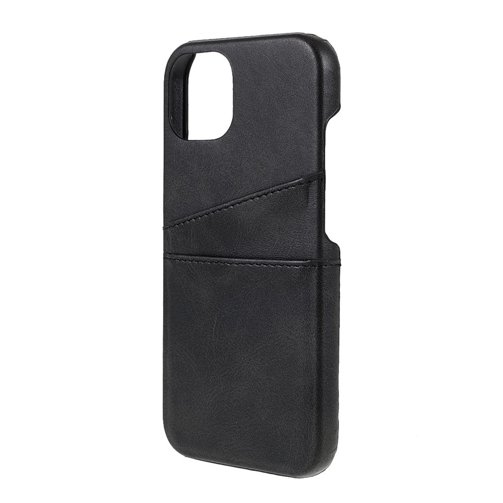 All-round Protected Leather Coated PC Back Phone Cover with Double Card Slots for iPhone 13 mini 5.4 inch