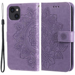 Drop-resistent blomsterpræget pung cover i læder med telefonholder til iPhone 13 6.1 tommer