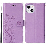 Butterflies Pattern Imprint PU Leather Wallet Card Slots Cover Phone Stand Case for	iPhone 13 mini