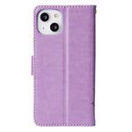 Butterflies Pattern Imprint PU Leather Wallet Card Slots Cover Phone Stand Case for	iPhone 13 mini